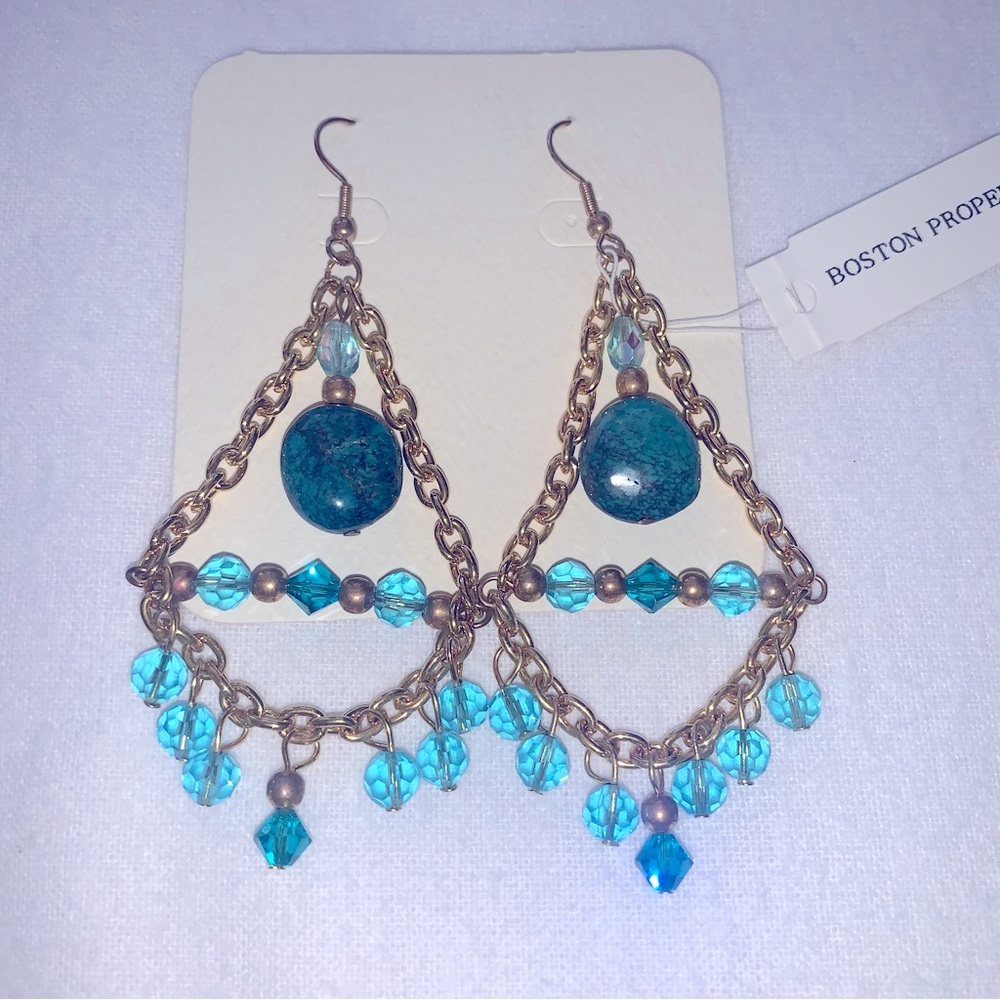 NWT Boston Proper Turquoise chandelier earrings